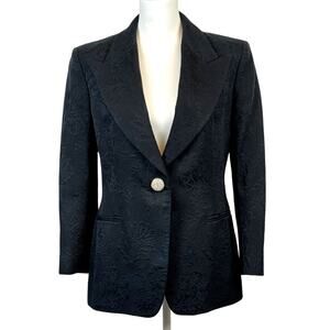 Michael Kors Black Jacquard Blazer Size 12 100% Cotton